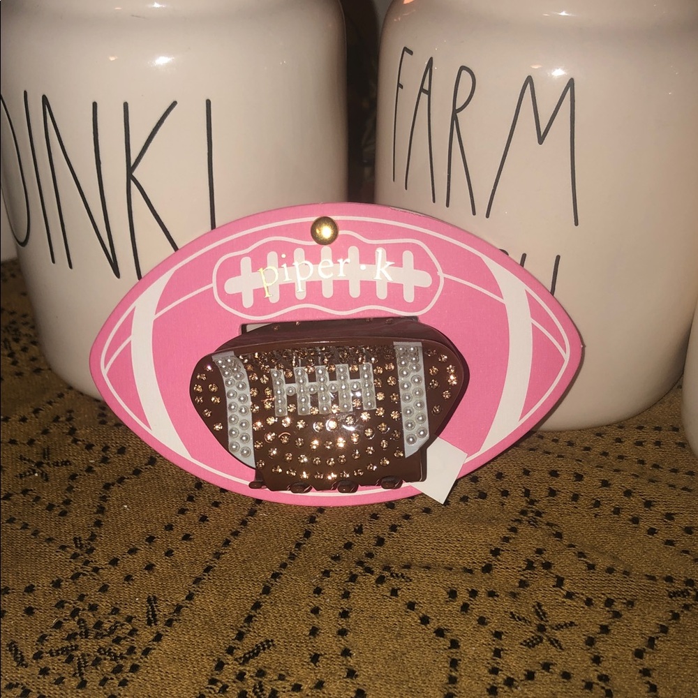 Piper K Bedazzled Football Hair Clip
